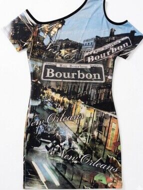 New Orleans Bourbon Graphic Mini Dress - Black/Blue